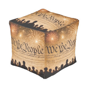 United States Constitution With Fireworks Pouf