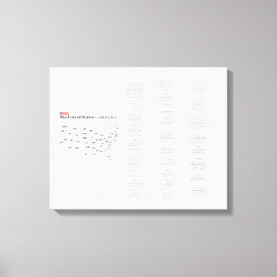 United States Constitution with States Map Canvas Print