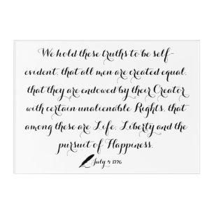 United States Declaration of Independence 1776 Acrylic Print