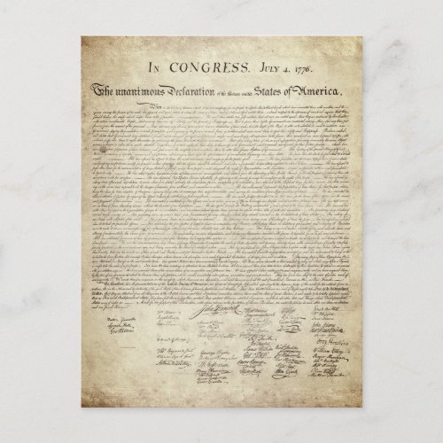 UNITED STATES DECLARATION OF INDEPENDENCE 1776 POSTCARD