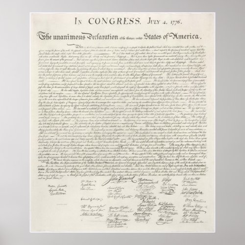 United States Declaration of Independence 1776 Poster