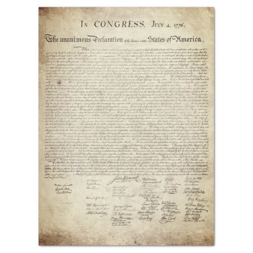 UNITED STATES DECLARATION OF INDEPENDENCE 1776 TISSUE PAPER