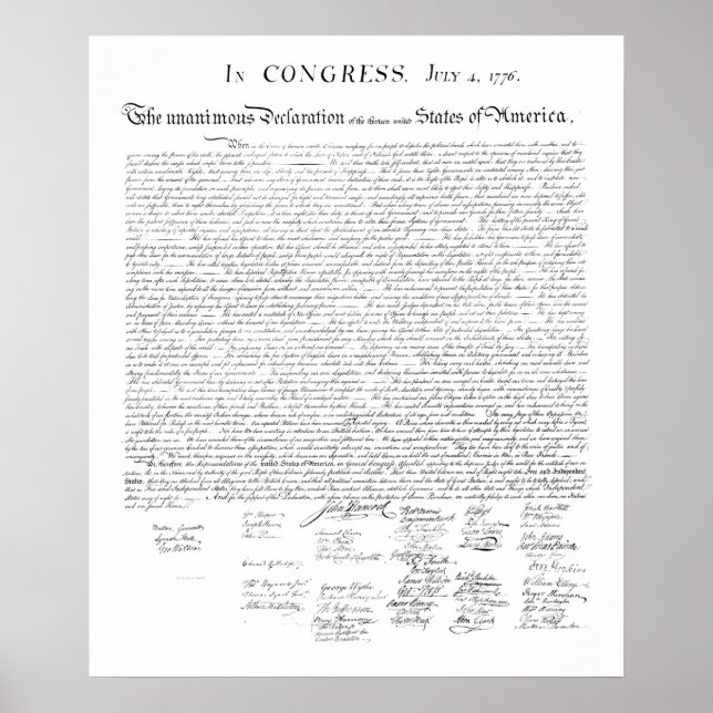 United States Declaration of Independence Poster (Front)