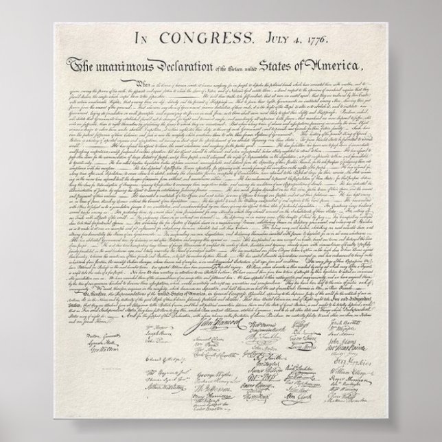 United States Declaration of Independence Poster (Front)
