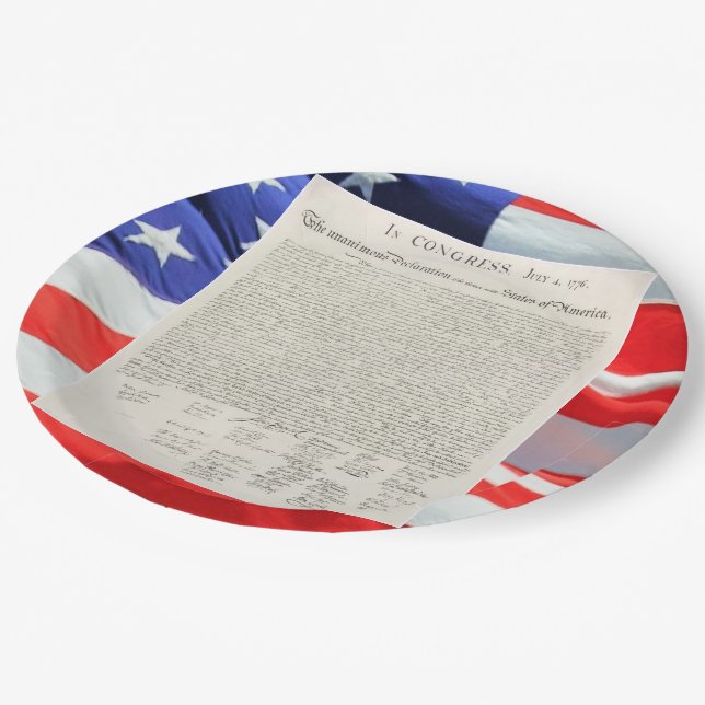 United States Declaration of Independence Vintage Paper Plates (Angled)