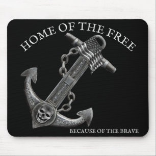 United States distressed nautical pirate anchor Mouse Pad