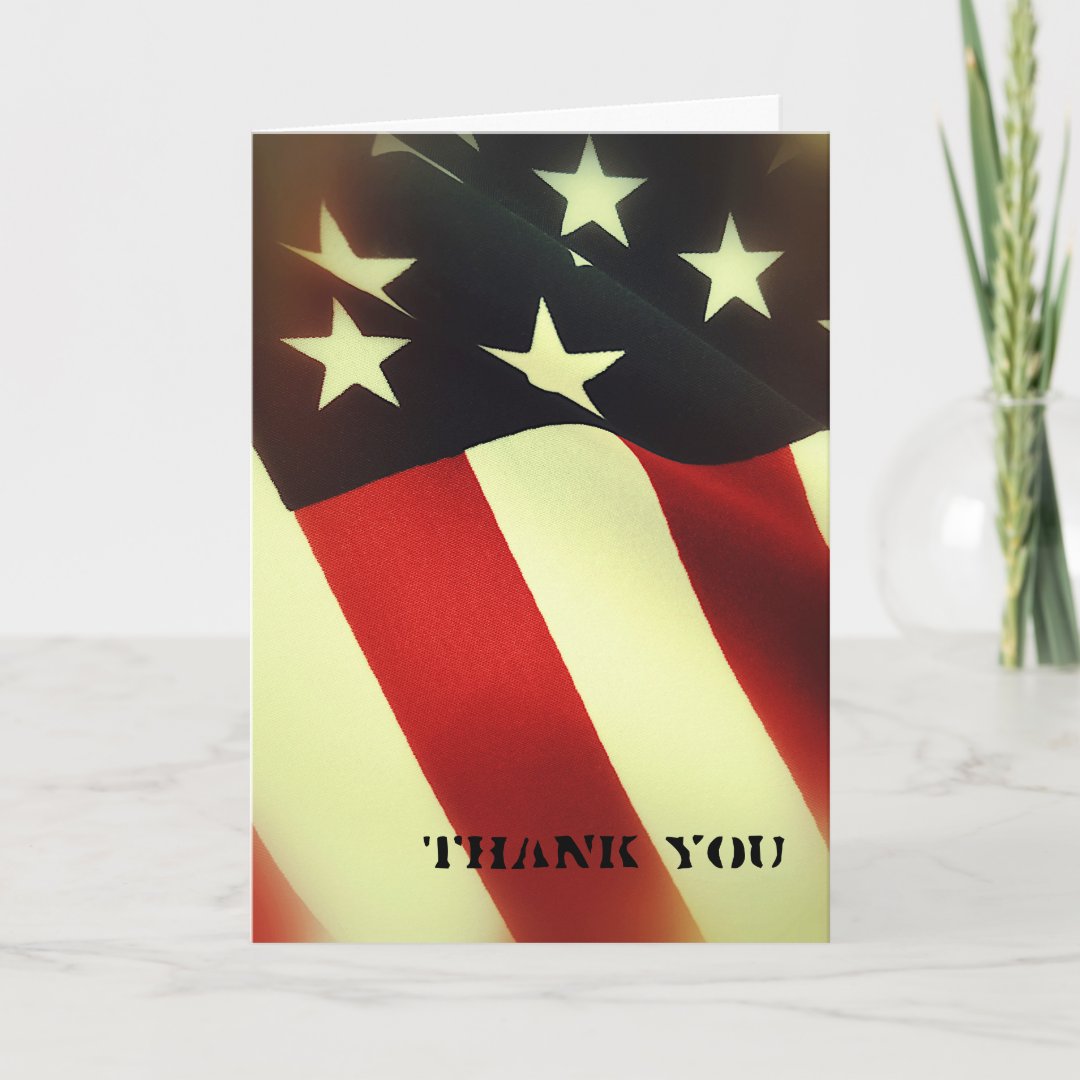 United States fabric flag Thank You Card | Zazzle