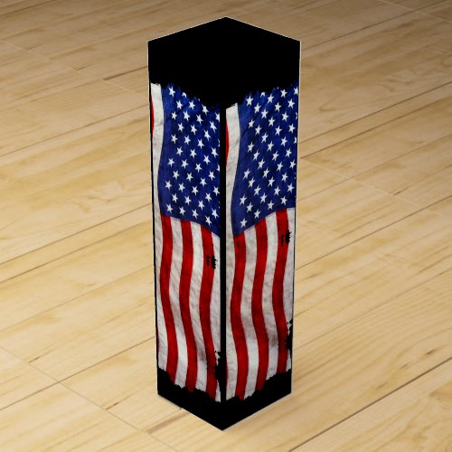United States Flag America True Patriotic Design Wine Gift Box