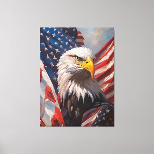 United States Flag and Bald Eagle  Canvas Print