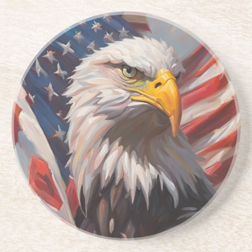 United States Flag and Bald Eagle  Coaster