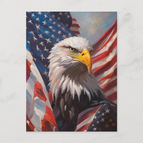 United States Flag and Bald Eagle  Postcard