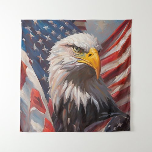 United States Flag and Bald Eagle  Tapestry