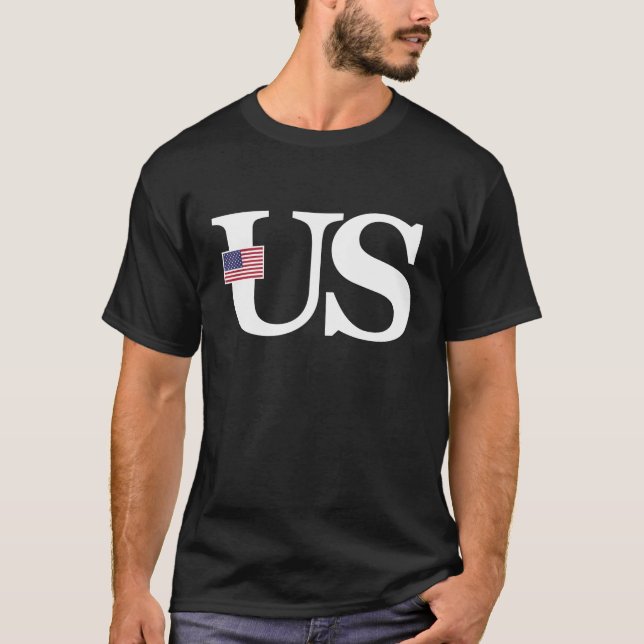 United States Flag and Country Initials T-Shirt (Front)