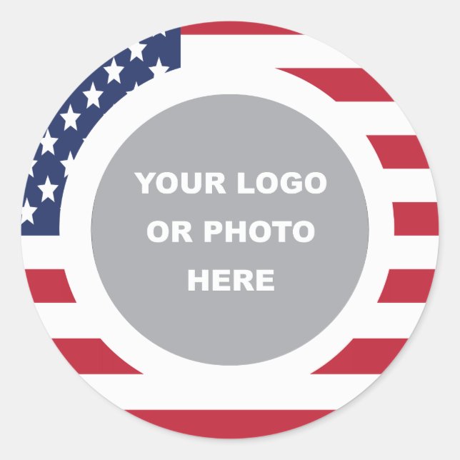 United States Flag Border with Logo Classic Round Sticker (Front)
