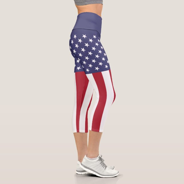 United States Flag Capri Leggings (Right)