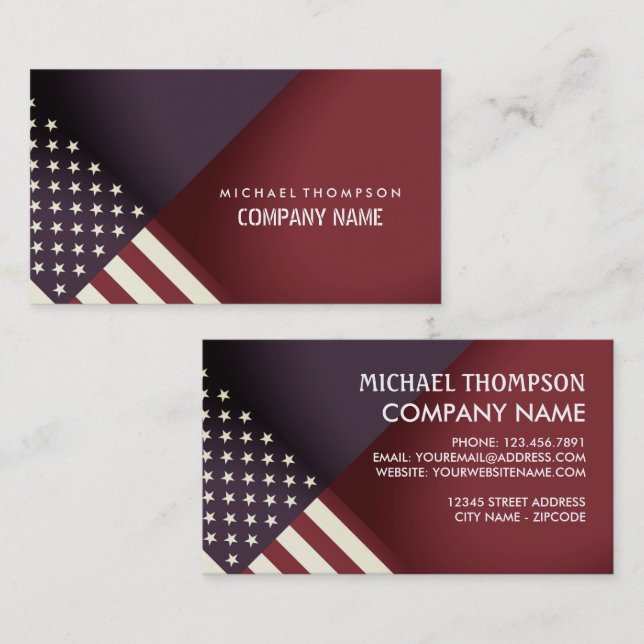 United States Flag Design Business Card (Front/Back)