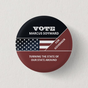 United States Flag Design, Political Campaigner Button