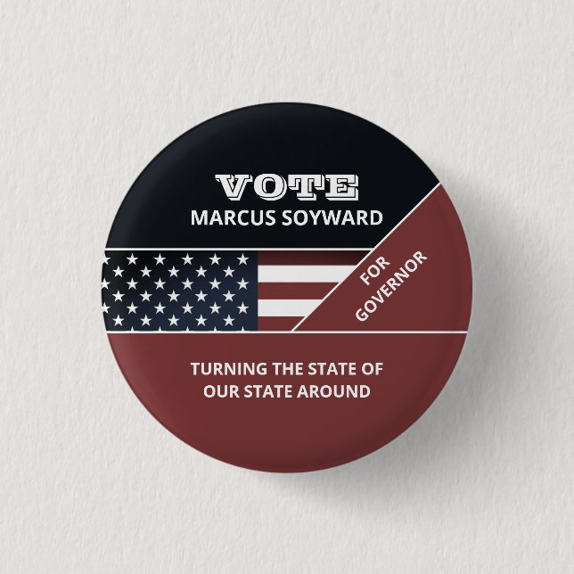 United States Flag Design, Political Campaigner Button (Front)