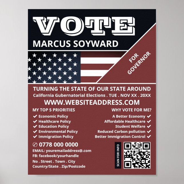 United States Flag Design, Political Campaigner Poster (Front)