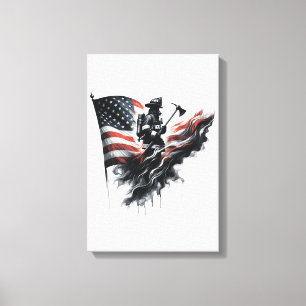 United States Flag. Firefighter Canvas Print