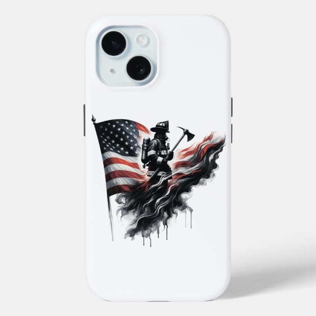  United States Flag. Firefighter Case-Mate iPhone Case (Back)