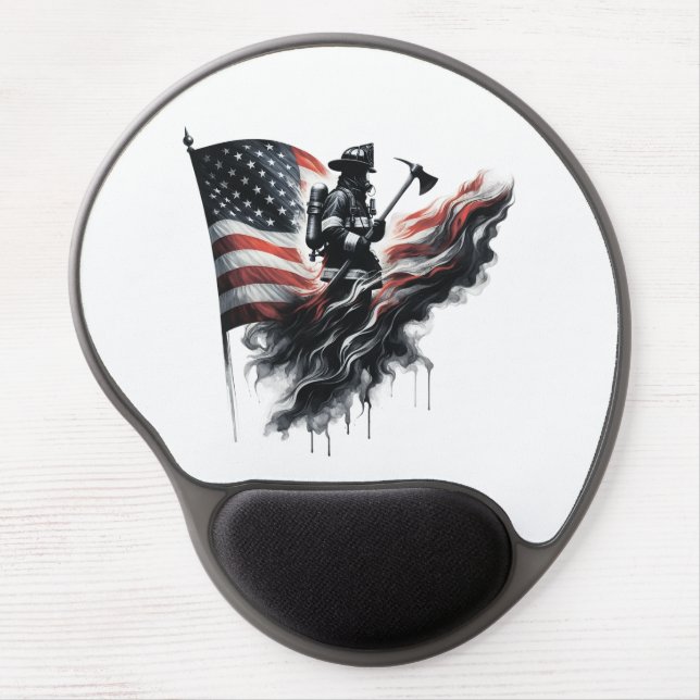  United States Flag. Firefighter Gel Mouse Pad (Front)