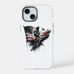 United States Flag. Firefighter iPhone 15 Case