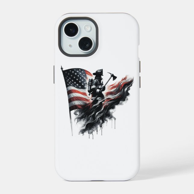  United States Flag. Firefighter Iphone Case (Back)