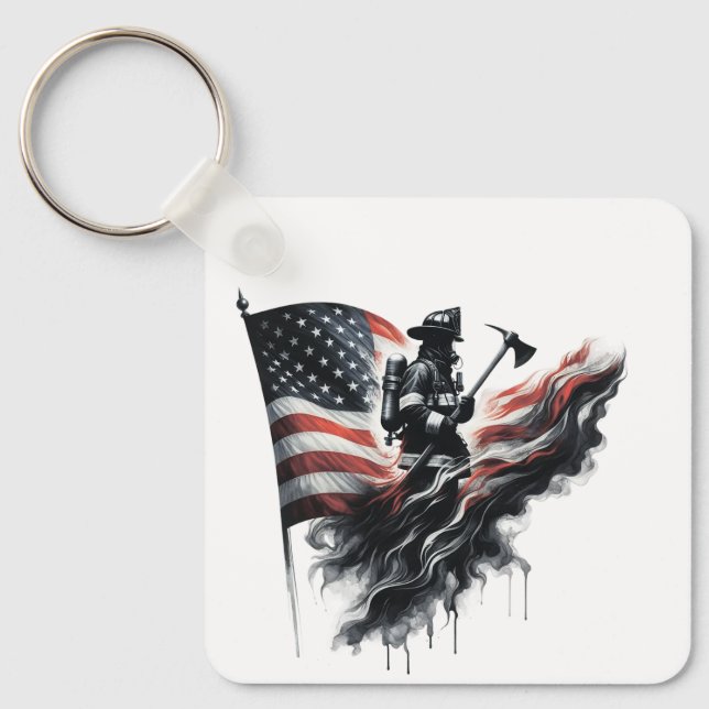  United States Flag. Firefighter Keychain (Front)