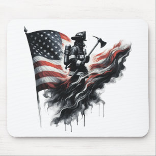 United States Flag. Firefighter Mouse Pad
