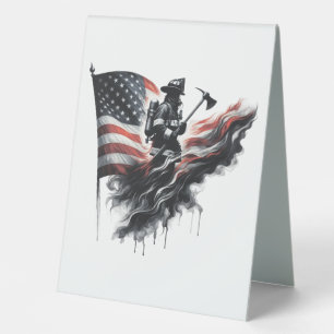 United States Flag. Firefighter Table Tent