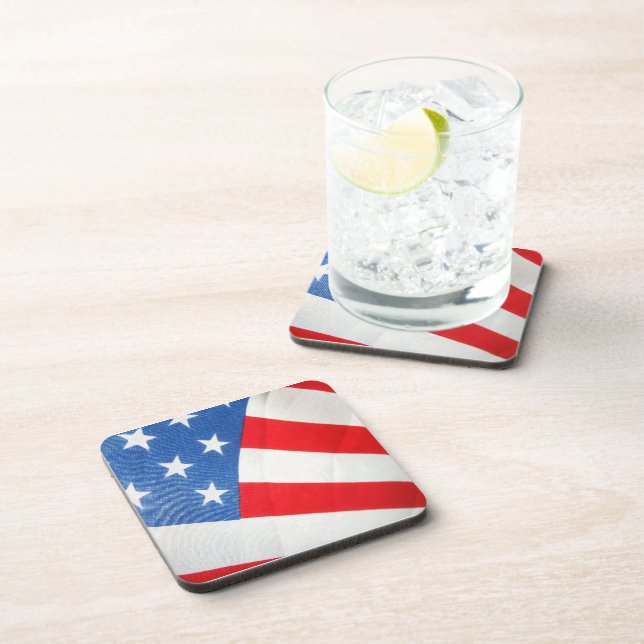 United States Flag Hard Plastic Coaster (Right Side)