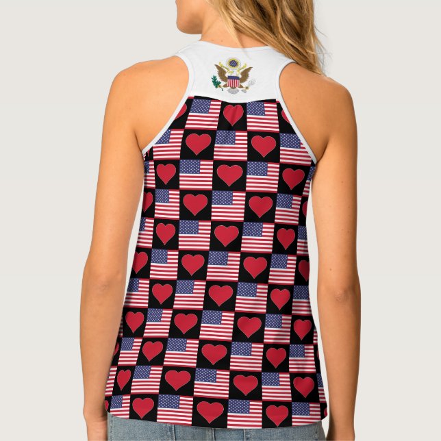 United States Flag Heart Patriotic American USA Tank Top (Back)