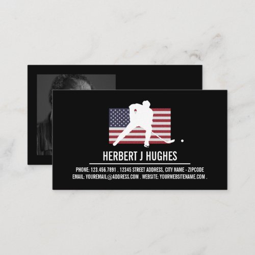United States Flag Hockey Player Hockey Coach Business Card