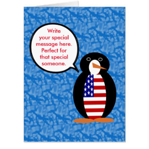 United States Flag Holiday Ms. Penguin Talking Card