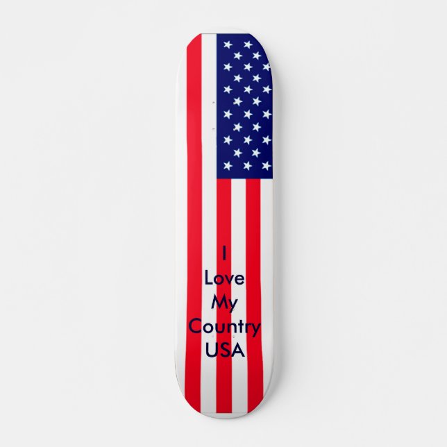 United States Flag jGibney The MUSEUM  I Love USA Skateboard (Front)