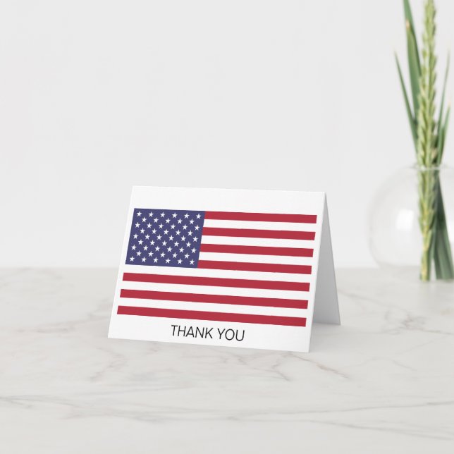 United States Flag Letterpress Thank You Card (Front)