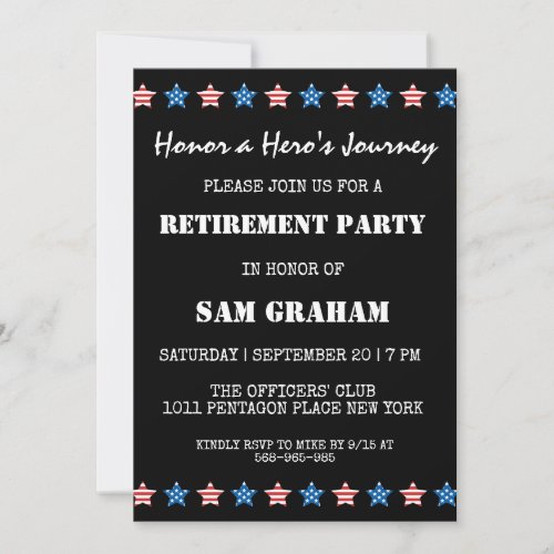 united states flag military retirement invitations