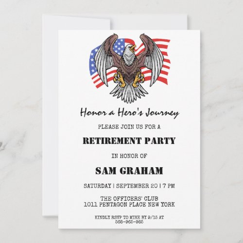 united states flag military retirement invitations