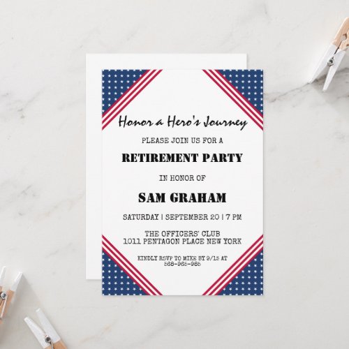united states flag military retirement invitations