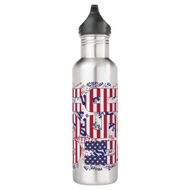 United States Flag Patriotic Stainless Steel Water Bottle (Right)