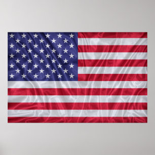 United States flag pattern on the fabric texture, Poster