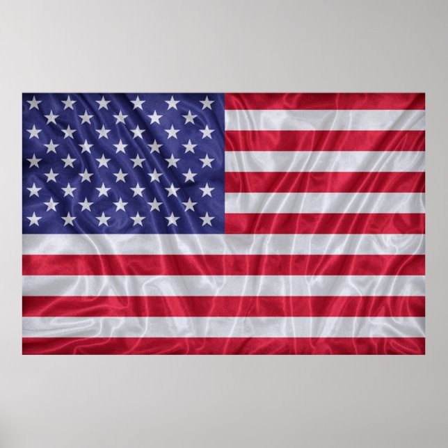 United States flag pattern on the fabric texture,  Poster (Front)