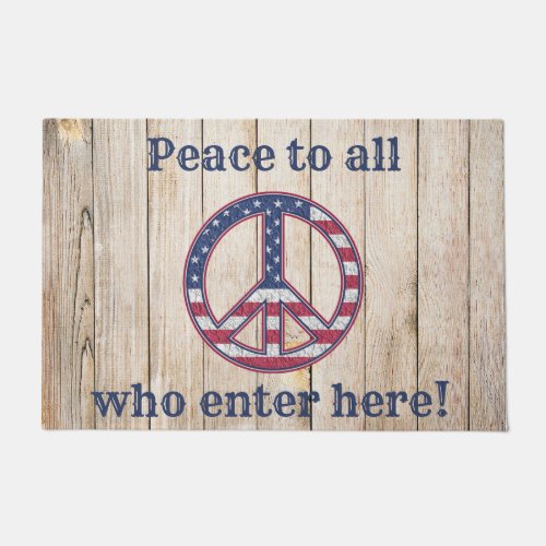 United States Flag _ Peace To All Who Enter Here Doormat