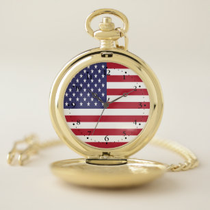 United States Flag Pocket Watch