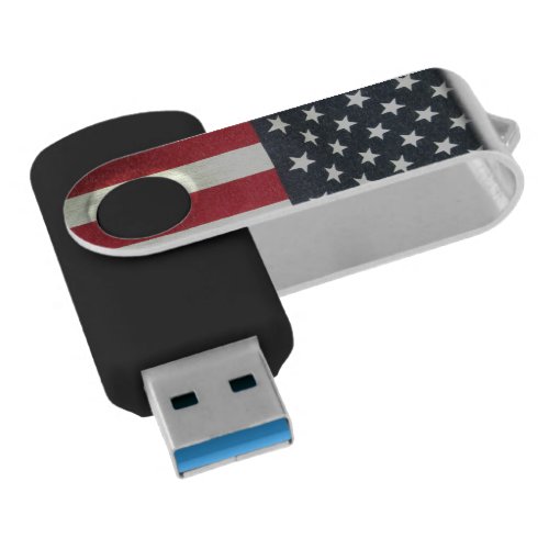 United States Flag Silver 16 GB Black Flash Drive