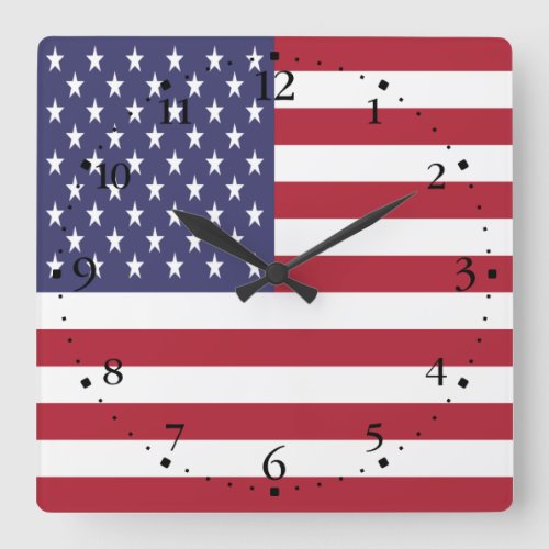 United States Flag Square Wall Clock