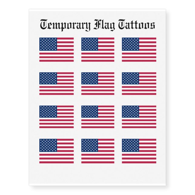 United States Flag Temporary Tattoos (Front)