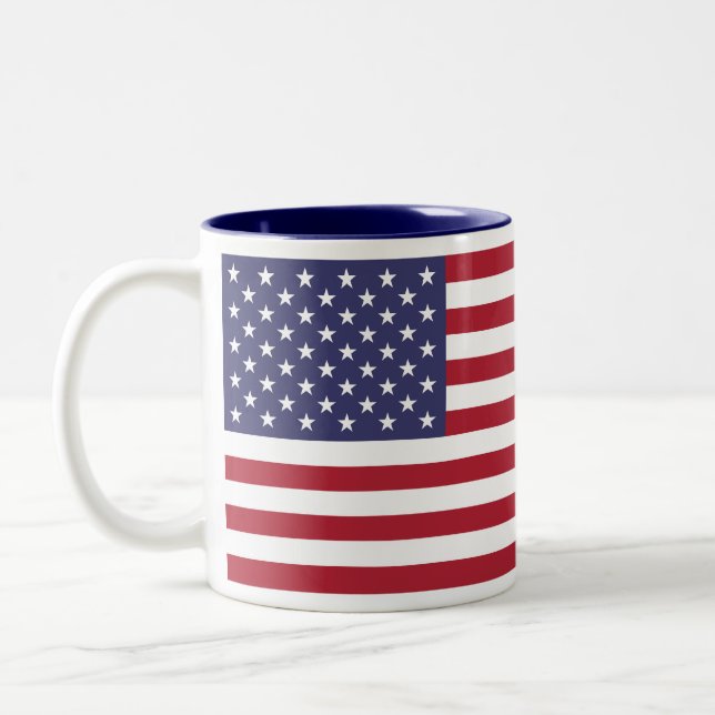 United States Flag Two-Tone Coffee Mug (Left)