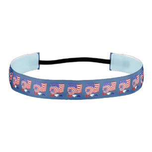 United States Flag USA Soccer Ball Blue Background Athletic Headband